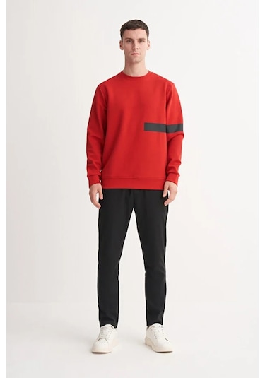 Cazador Dynamic Regular Fit Pamuk Karışımlı Scuba Sweatshirt Kırmızı