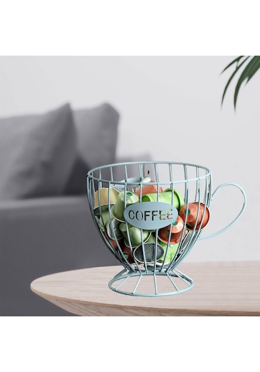 Suntek Kahve Kapsül Düzenleyici Depolama Sepeti Ekran Ev Dekoru Mavi