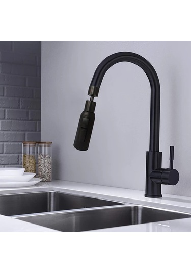 Chuangyinshop Siyah 3 Modlu Su Sıçratmayan Musluk Uzatıcı - Dönen Su Kontrolü Dayanıklı Mutfak Bataryası Siyah