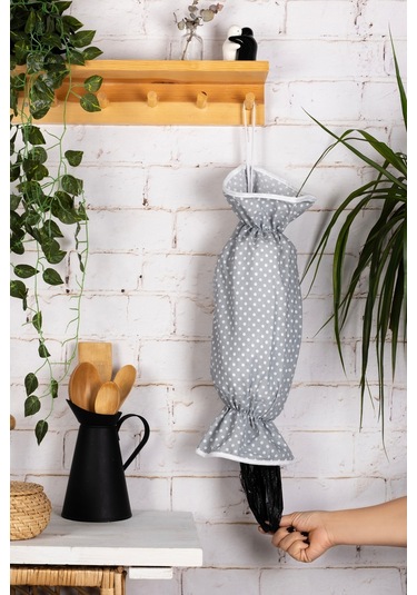 2'li Mutfak Seti Çok Amaçlı Organizer Düzenleyici Poşetlik Ve Pilav Demleme Örtüsü Takımı Kırmızı Puantiye Siyah