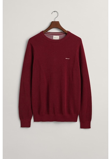 Gant Erkek Regular Fit Bisiklet Yaka Kazak - Bordo Plumped Red