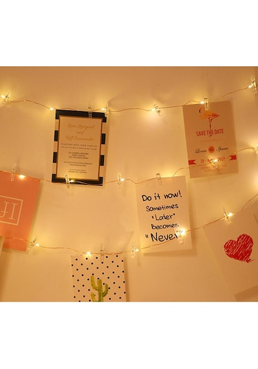 5m 10m Led Fotoğraf Klip Dize Işık Peri Işıklar Noel Çelenk Ev Duvar Partisi Kamp Yeni Yıl Saçak Dekorasyon 5m 50led Sıcak Beyaz