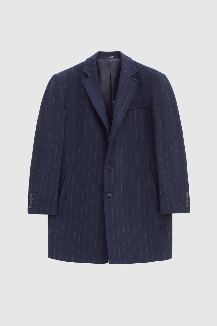 Ds Damat Regular Fit Lacivert Çizgili Yünlü Palto 1hf083220016m 101