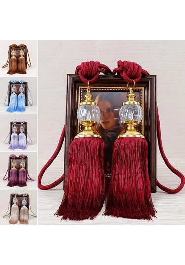 Ebitda 2 Adet 66cm Perde Bağı Püskül Seti - Plastik & Polyester - Kullanışlı Perde Askı Seti