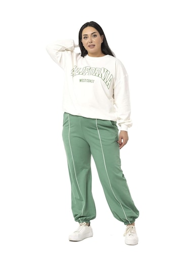 Büyük Beden İki İplik Mint Yeşili Eşofman Takımı-mint Mint Yeşili
