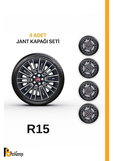 Fiat Egea Urban 15'' İnç Jant Kapağı 4 Adet Siyah Gri C119