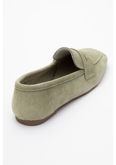 Luvishoes Luvi Shoes Morne Yeşil Süet Hakiki Deri Kadın Loafer Ayakkabı Yeşil Süet Yeşil