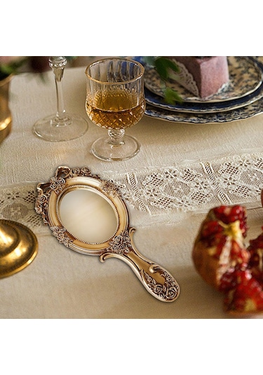 Homyl Vintage El Sı Kozmetik Kişisel Dekoratif Kabartmalı Altın