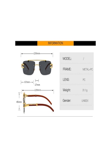 Retro Baskı ÇerçevesizKare Güneş Gözlüğü Kadın Altın Aslan Dekorasyon Güneş Gözlükleri Erkek Gölgelikler Şeffaf