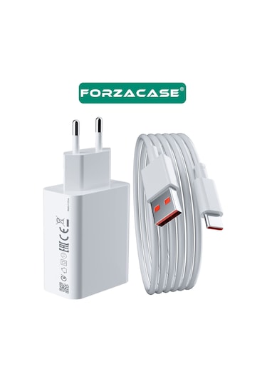 Forzacase İphone 15 16 Serisi İle Uyumlu Hızlı Şarj Destekli 120w Type-c Usb Şarj Cihazı Seti Fc1025 Beyaz