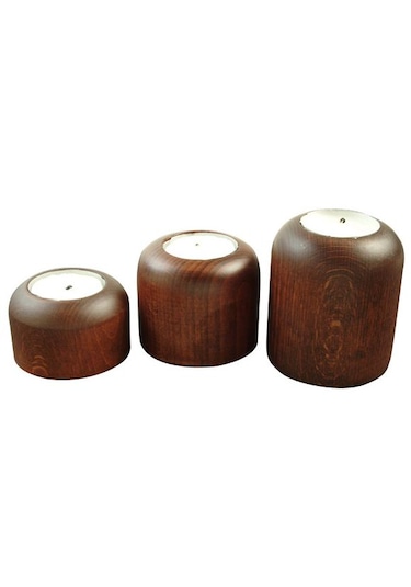 Pandora Ahşap Üçlü Tealight Düz