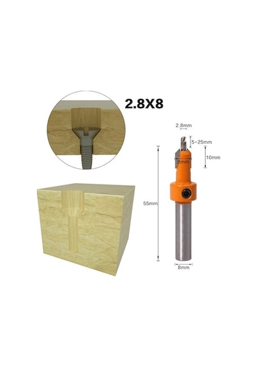 Moveevo Ahşap İşleri İçin 5 Adet 8mm Uç Çaplı Çelik Uçlu Konik Delik Matkap Seti - Otomatik Vidalama Delme Ve Vidalama Kurulumu İçin