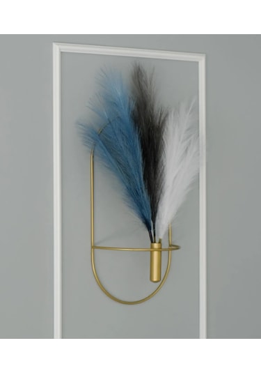 MetaQuartz Aksesuar 2 Li Gold Oval Çiçeklik , Modern Dekoratif Metal Duvar Çiçeklik Altın