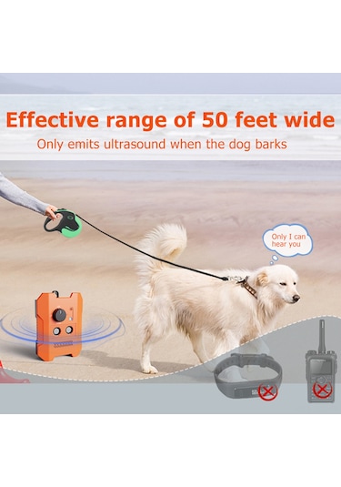 Geeroyoo 50 Fit Mesafe, 3 Ayarlı, Şarj Edilebilir Ultrasonik Köpek Eğitim Cihazı - İç/dış Kullanım İçin Portatif Ve Su Geçirmez