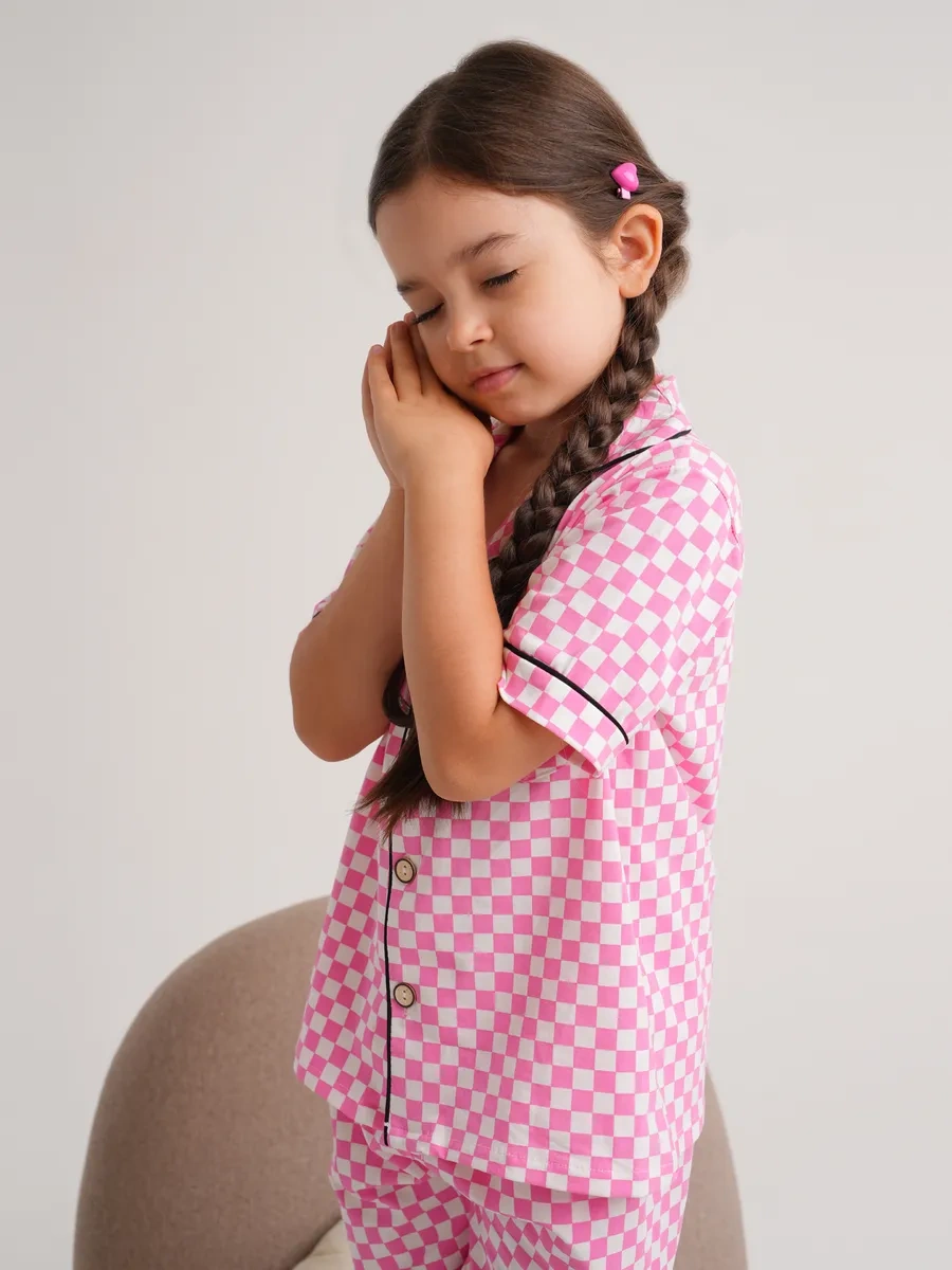 Tıt'kids Pamuklu Örme Gömlek Ve Şortlu Pijama 163229174 Pembe