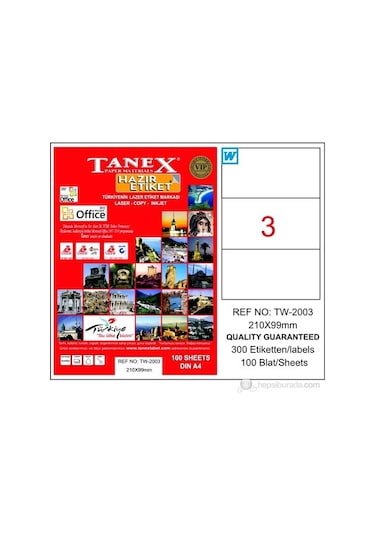 Tanex Tw-2003 210X99 MM Laser Etiket 100 Ad.