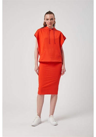 Mercan Rengi Beli Lastikli Spor Kalem Etek