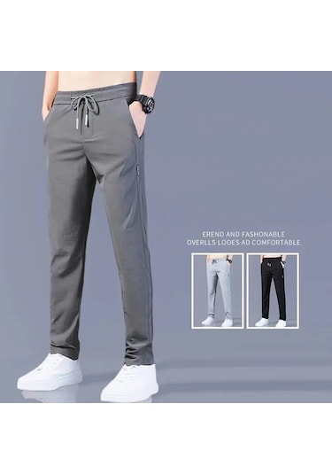 Sones Erkek Yaz İnce Lastikli Bel Pantolon Işık Gary Siyah