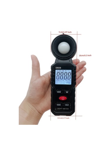 Boatshop1 Siyah Dijital Işık Ölçer Luxmetre 20 Lux 200000 Lux 18500 Fc Aydınlatma Ölçüm Cihazı Pil Dahil Değil