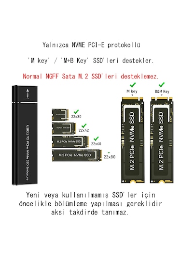 Cr18 10 Gbps Harddisk Kutusu Nvme M.2 Ssd Pcı-e Otg Çevirici Adaptör Usb 3.1 Type-c Gen2