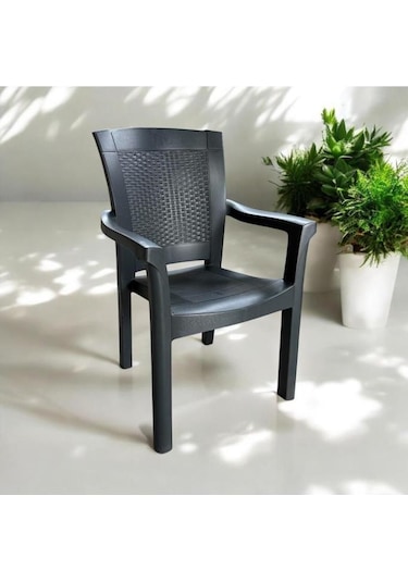 Napoli Kalın Bacaklı Kollu Sandalye Koltuk Antrasit Antrasit