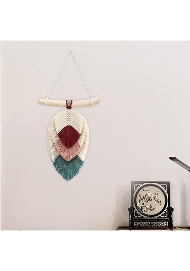 Suntek Magideal Makrome Duvar Asılı Goblen Fringe Kırmızı-pembe-25x30cm