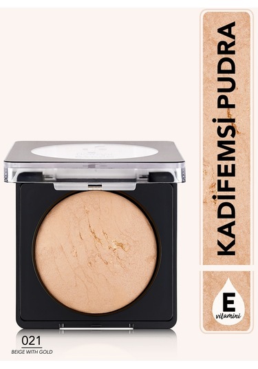 Flormar Yoğun Pigmentli Fırınlanmış Mat Pudra  - Baked Powder - 021 Beige With Gold - 8682536053532