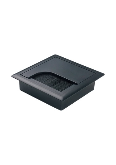 Sones Abs Masa Dikdörtgen Kablo Deliği Kapağı Çıkış Portu Fırçalı Pc Masası Kablo Düzenleyici, Boyut: 80x80mm Siyah
