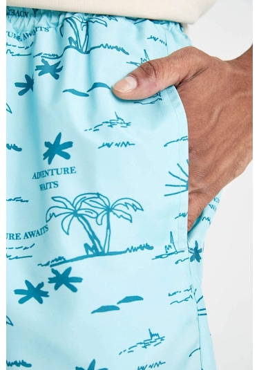 DeFacto Desenli File Astarlı Kısa Boy Deniz Şortu B7634AX24HSTR243