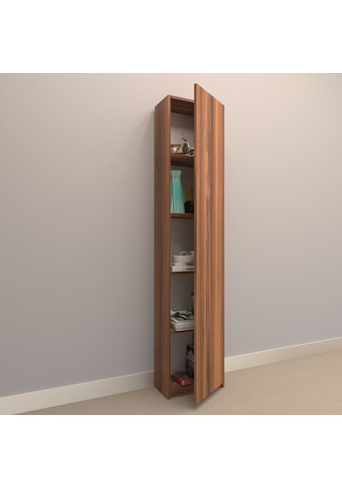 Rafkestir Asya Suntalam Kitaplık ( 40 X 180 Cm ) - Kapaklı Hareli Ceviz (M