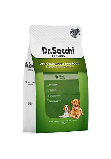 Dr. Sacchi Premium Kuzu Etli Düşük Tahıllı Yetişkin Köpek Maması 1500 G
