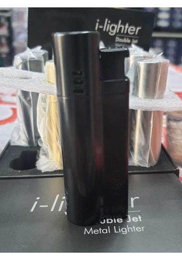 İ-lighter Y-220 Full Metal Siyah Çakmak Açık Gri - Füme