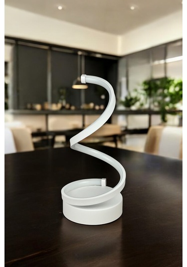 Lara Beyaz Renk Gün Işığı Led Işıklı Modern Tasarım Masa Lambası Beyaz