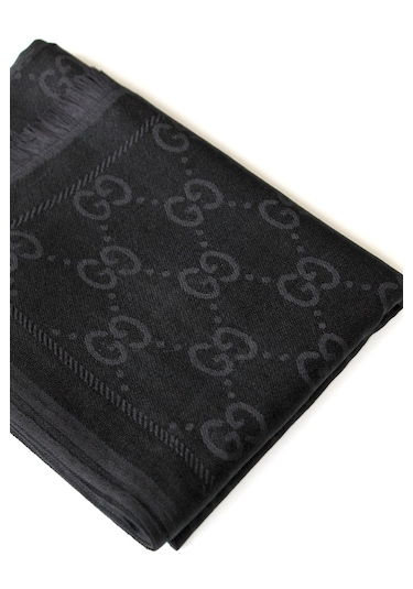 Miorel Scarfs G Desen Çift Taraflı Kaşmir İpek Şal 4 Mevsim Soft Pamuklu Şal Siyah