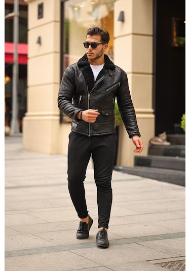Mero Life Napa Deri İçi Full Kürklü Yüksek Kalite Slim Fit Erkek Mont - Siyah Mero Life Napa Deri İçi Full Kürklü Yüksek Kalite Slim Fit Erkek Mont - Siyah