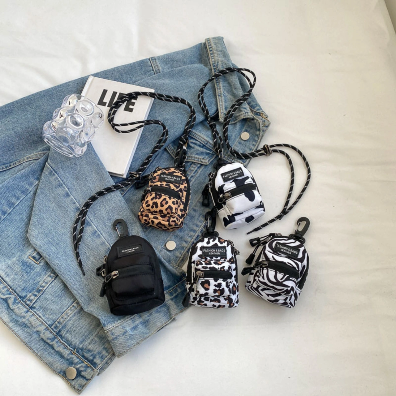 Yuntech01 Küçük Çanta: Mini Çok Amaçlı, Tek Omuz/üst Çapraz Taşıma, Anahtar/kulaklık Saklama, Siyah Desenli Kumaş Çanta Siyah