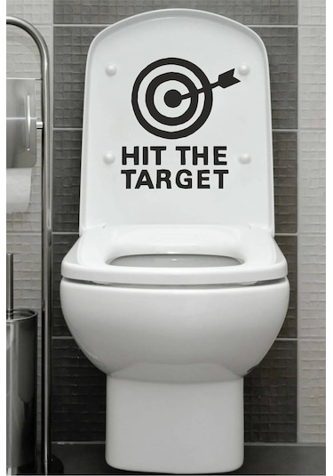 Hit The Target Hedefi Vur Duvar Kapı Cam Klozet Kapağı Banyo Wc Sticker 25x23 Cm