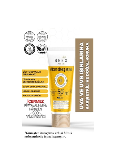 Bee'o Apicare SPF50+ Propolisli Vücut Güneş Kremi 80 ML