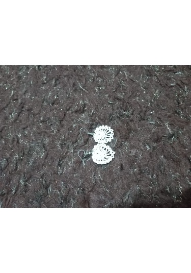 El İşi Örgü Küpe Beyaz