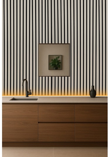 Mdf Ahşap Akustik Duvar Paneli 60x275 Cm - Soft Gri 60x275