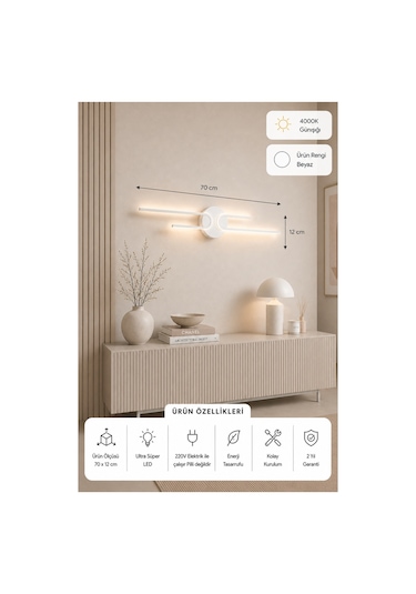 Mino Modern Led Duvar Apliği Günışığı Beyaz