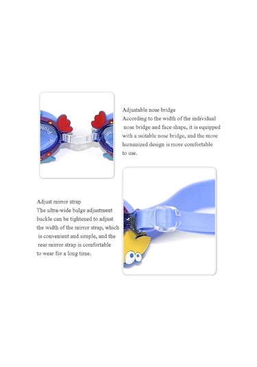 Karikatür Su Geçirmez Anti-Sis Yüksek Çözünürlüklü Çocuk Yüzme Gözlükleri Pembe Yunus Çok Renkli