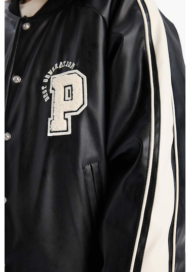 DeFacto Kız Çocuk Su İtici Kolej Yaka Bomber Mont D6924A825SPBK27 Siyah