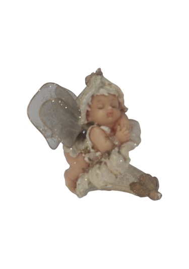 Beyaz Oturan Melek Bilo 6 Polyester 10 Cm