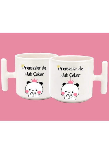 Prensesler De Nah Çeker Espirili Baskılı T Kulplu Latte Kupa Bard