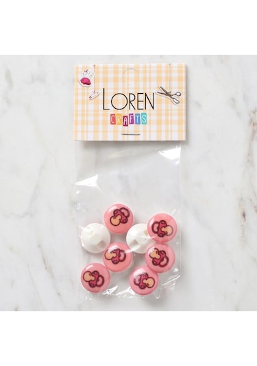 Loren Crafts 8 Li Pembe Emzik Düğme - 709