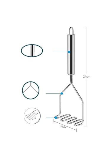 Ergonomik Tutma Saplı Patates Ezici Paslanmaz Çelik Patates Ezeceği Dayanıklı Patates Ezecek Çelik