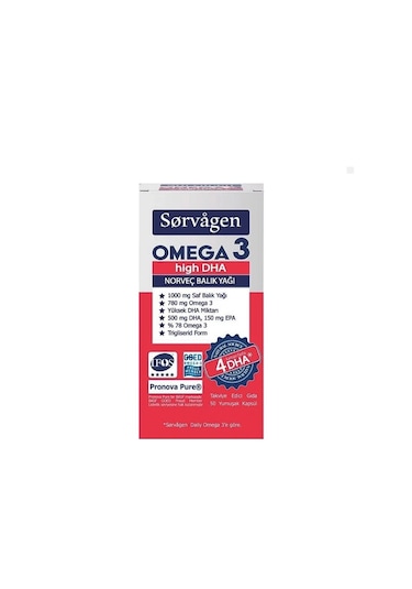 Sorvagen Omega3 High DHA Norveç Balık Yağı 50 Kapsül 86800573512