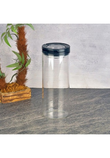 Tohana Vakumlu Cam Kavanoz - Şeffaf / Siyah - 800 Ml Şeffaf / Siyah