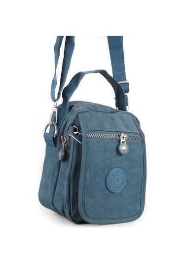 Krinkıl/klinkır Su Geçirmez İthal Kumaş Cırtlı Çokgözlü Erkek Çapraz Omuz Ve El Çantası Mavi 11-6k Mavi